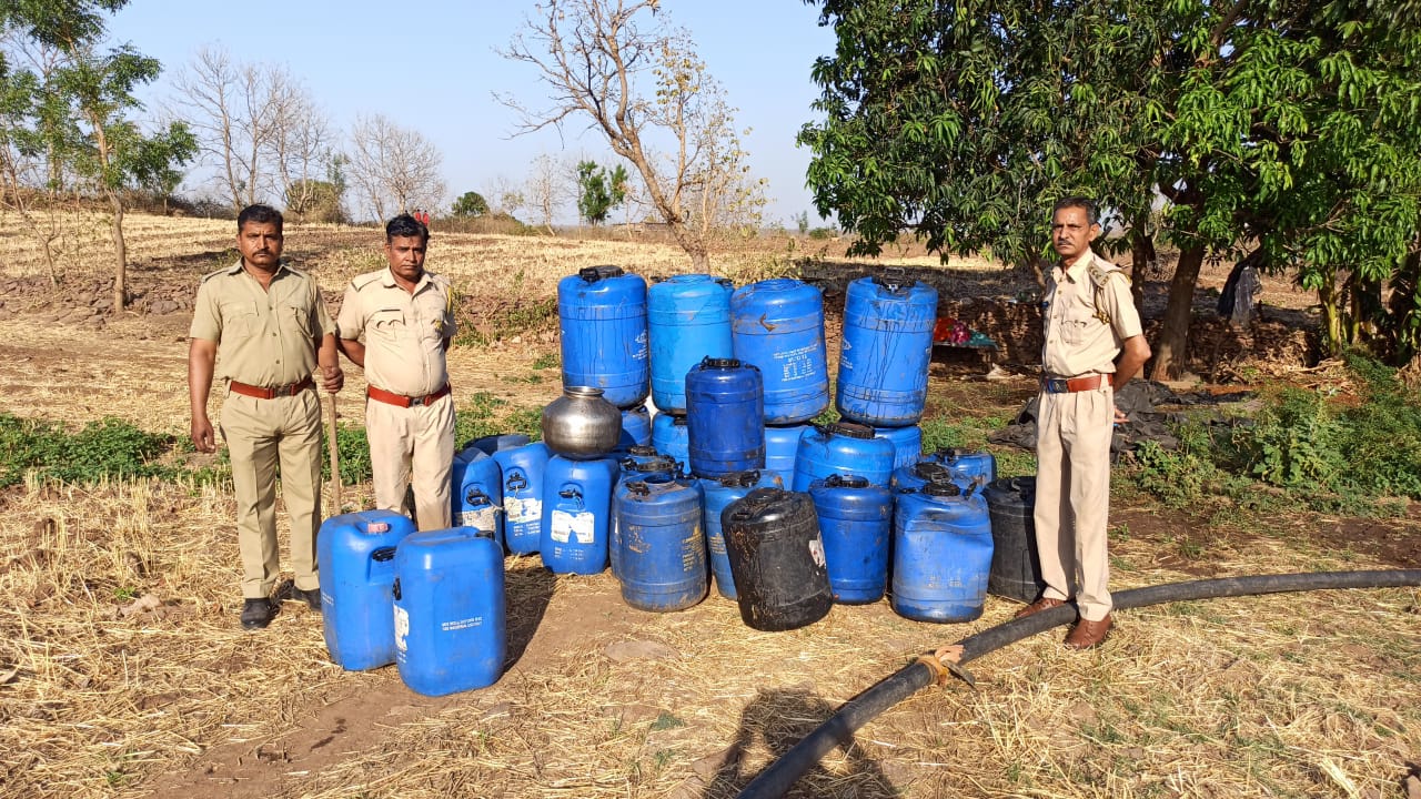 प्रतापगढ़ / छोटीसादड़ी - आबकारी पुलिस की कार्रवाई, आम-केले के पेड़ों के बीच छिपाकर रखी गई 500 लीटर वाश नष्ट, 80 लीटर महुआ शराब जब्त