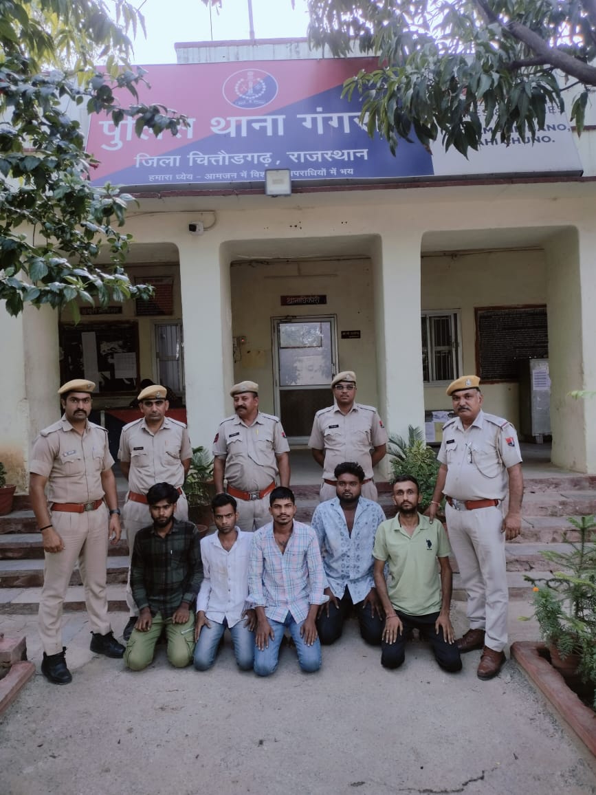 चित्तौड़गढ़ - अपहरण कर फिरौती की मांग करने वाले पांच आरोपी गिरफ्तार