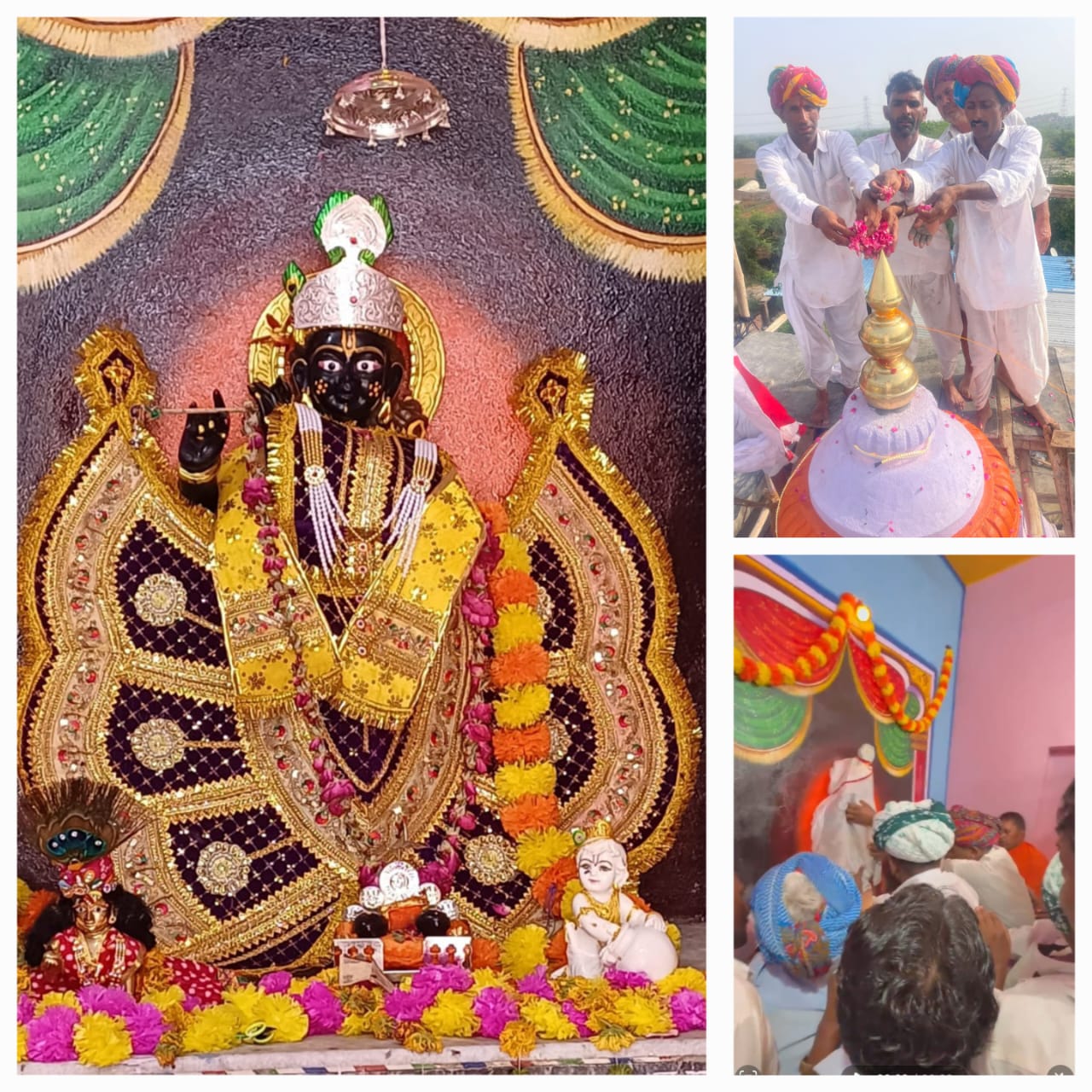 चित्तौड़गढ़ - रोजड़ा में सांवलियाजी के नव निर्मित मंदिर पर हुई मूर्ति की स्थापना