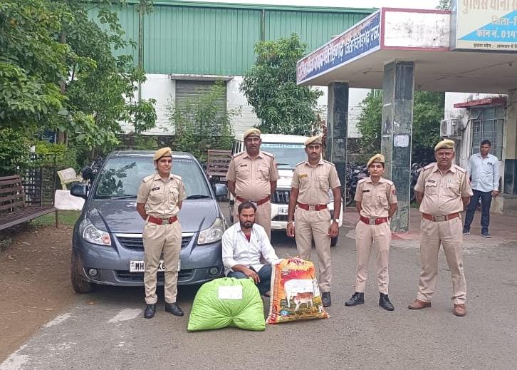 चित्तौड़गढ़ - लग्जरी कार से 27 किलो डोडा-चूरा जब्त, एक आरोपी गिरफ्तार