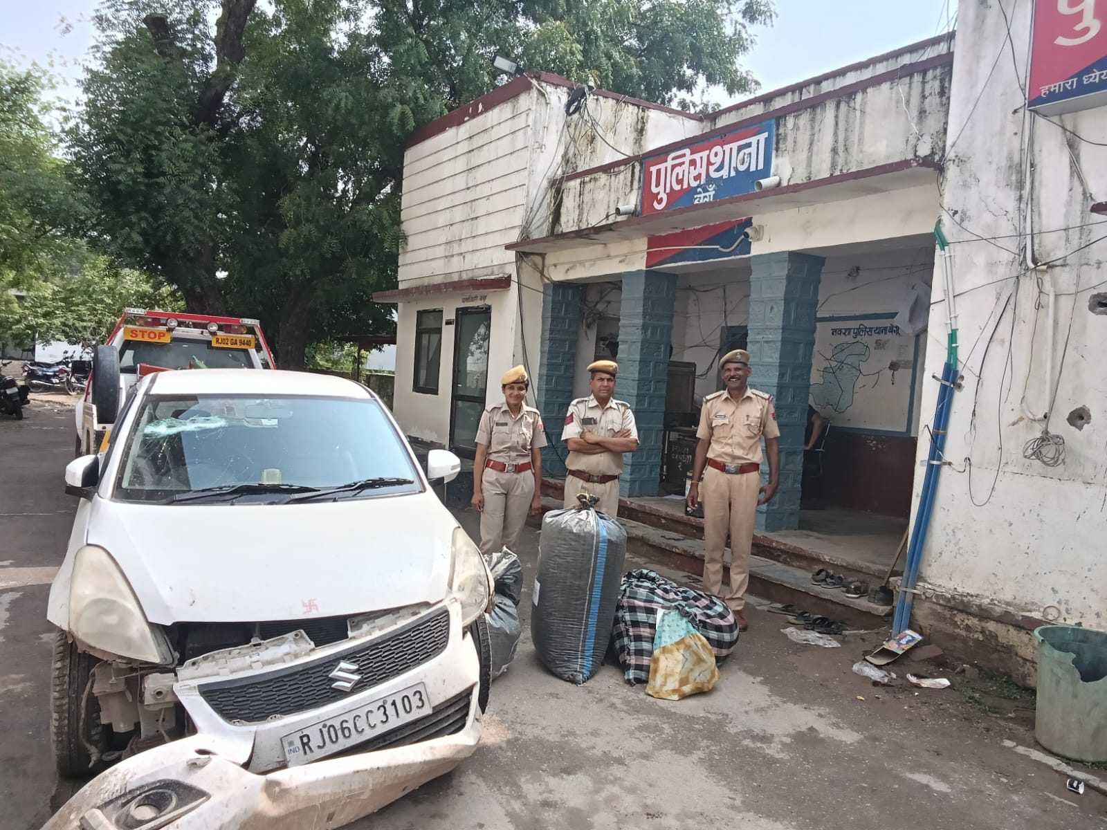 चित्तौड़गढ़ / बेंगू - 48.950 किलों डोडाचूरा पकड़ा, स्वीफ्ट कार जब्त
