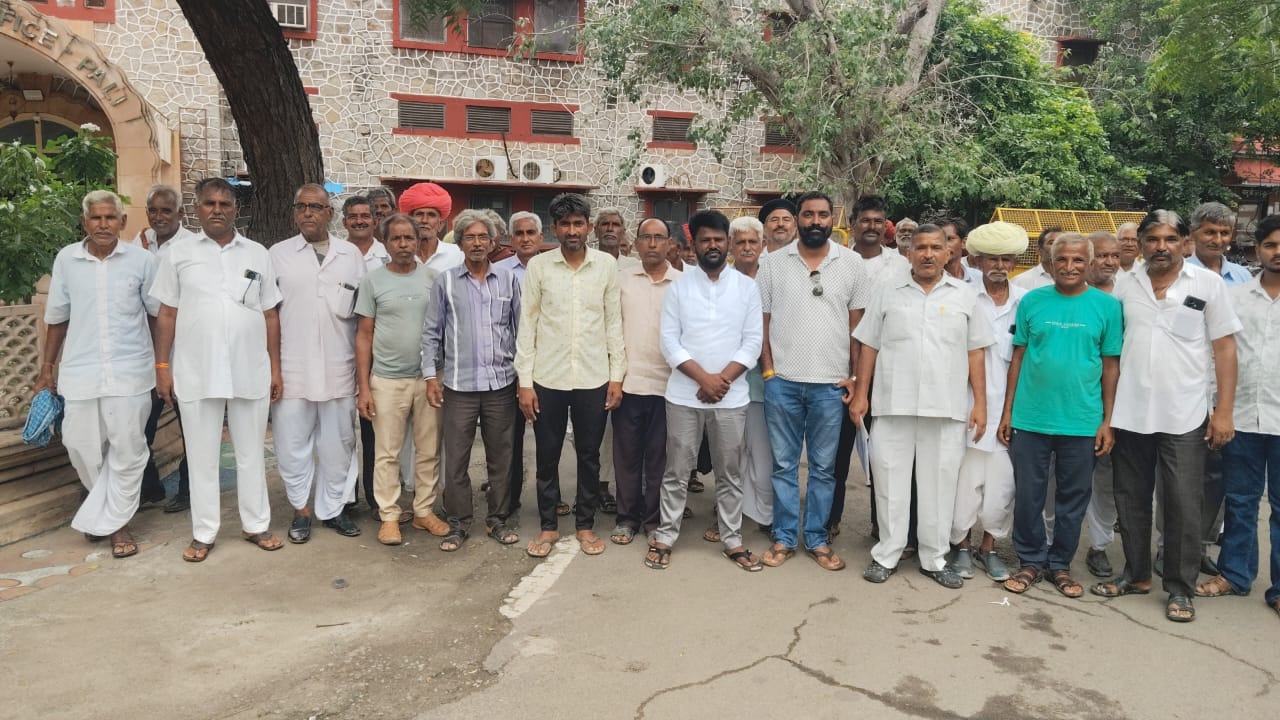 पाली / नदी का पुल टूटने व टूटी सड़क का निर्माण करने को लेकर कलेक्टर को सौपा ज्ञापन