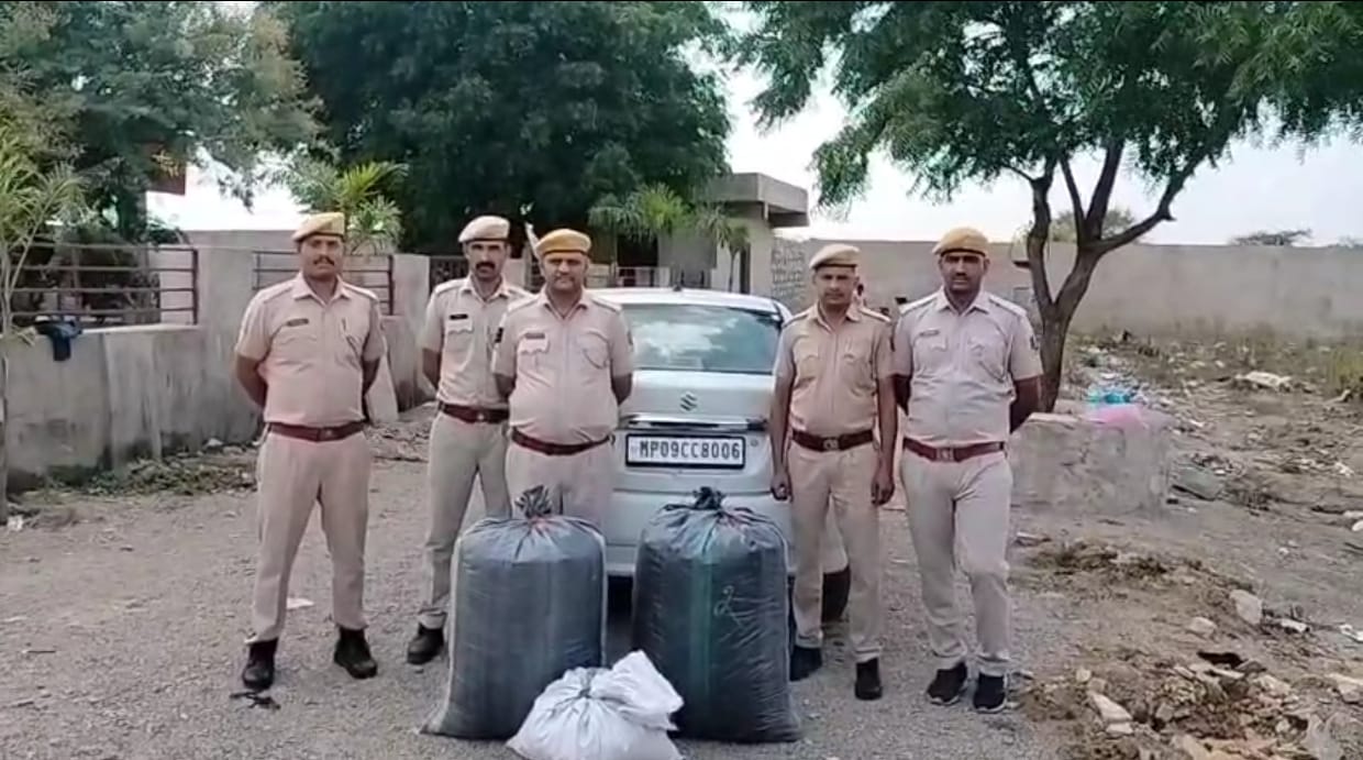 चित्तौड़गढ़ / निम्बाहेड़ा - निम्बाहेड़ा पुलिस की कार्रवाई: 44 किलो 450 ग्राम डोडा चूरा सहित स्विफ्ट कार जब्त